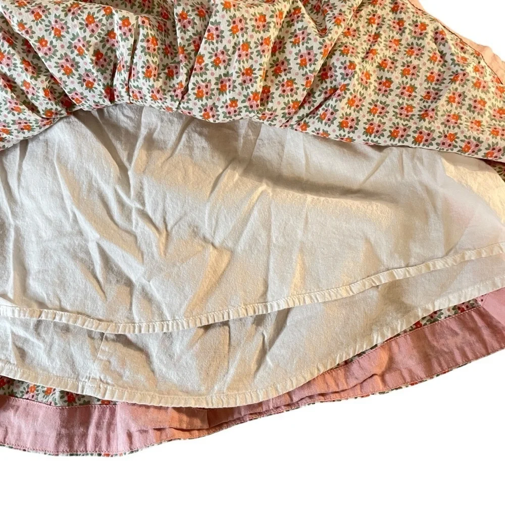 Mini Boden girl’s pink green floral drawstring skirt size 11-12Y